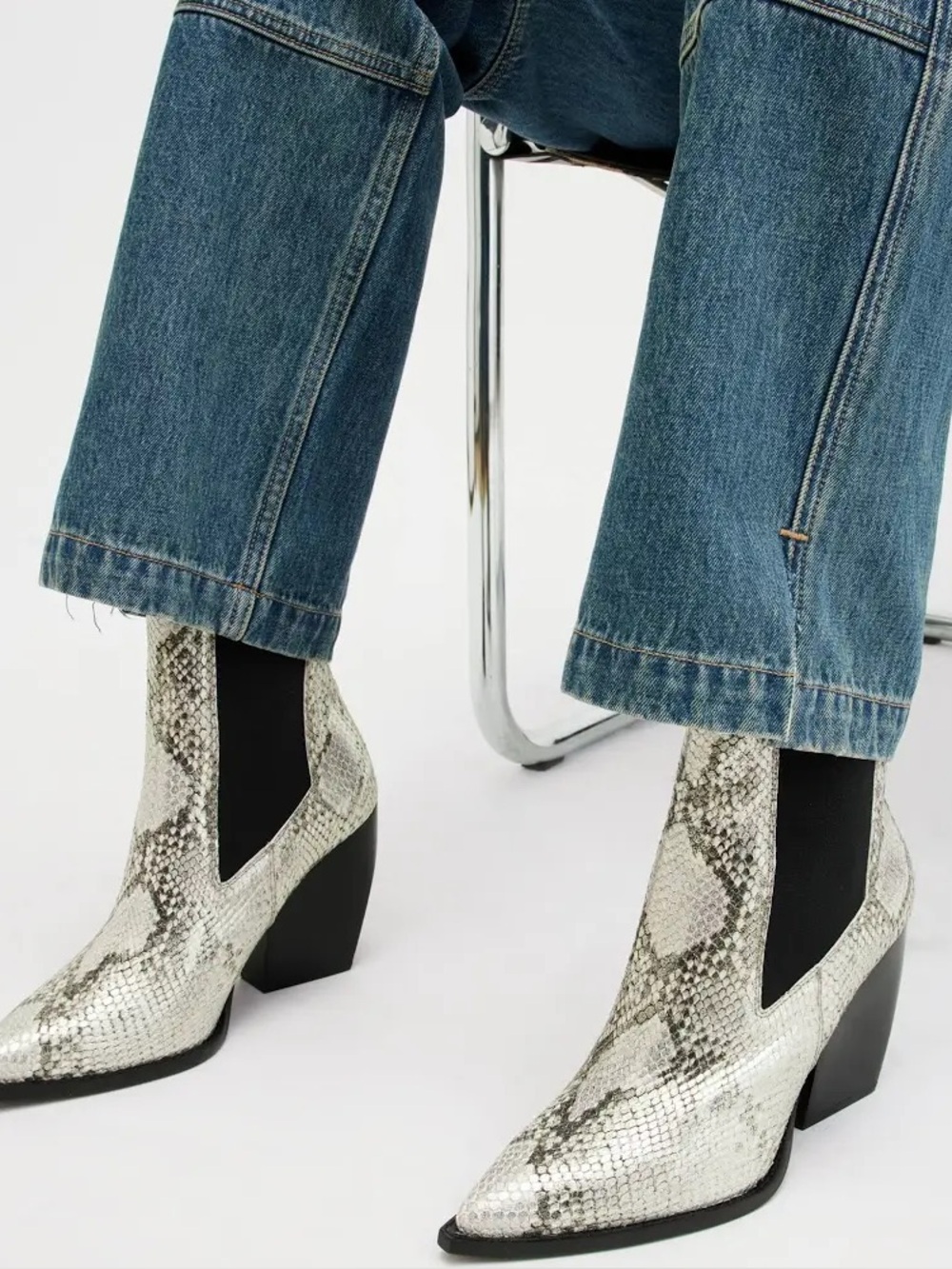 All Saints Metallic Snake Print Ria boot - Picture 12 of 12
